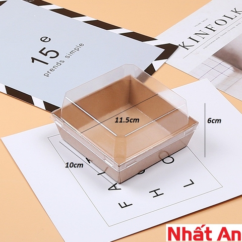 Hộp giấy kraft vuông nắp nhựa E118 (3 lựa chọn)