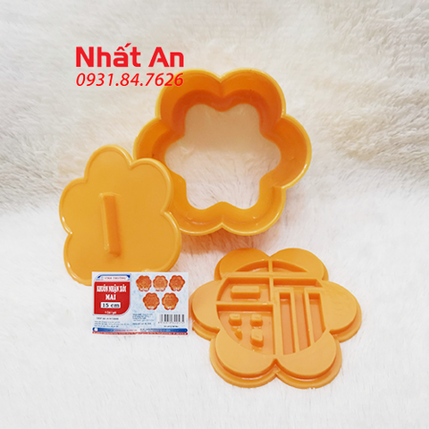 Khuôn nhấn xôi hình hoa mai 15cm Vĩnh Trường (Hồng/ Phước/ Lộc/ Thọ/ Hỷ)