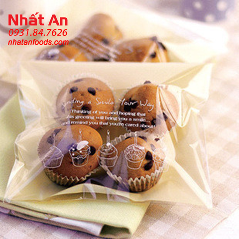 Túi dán đựng bánh trung thu / cookies Họa Tiết 13x13cm - 100 cái