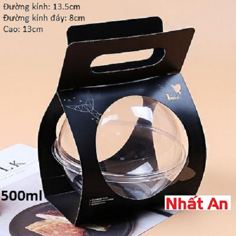 Hộp nhựa hình cầu HT181 700ml (Giá đã bao gồm quai xách giấy)