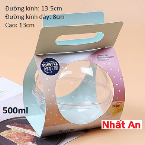 Hộp nhựa hình cầu HT145 500ml (Giá đã bao gồm quai xách giấy)