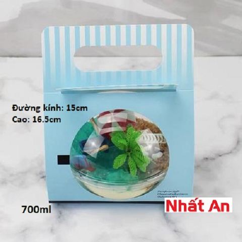 Hộp nhựa hình cầu HT181 700ml (Giá đã bao gồm quai xách giấy)
