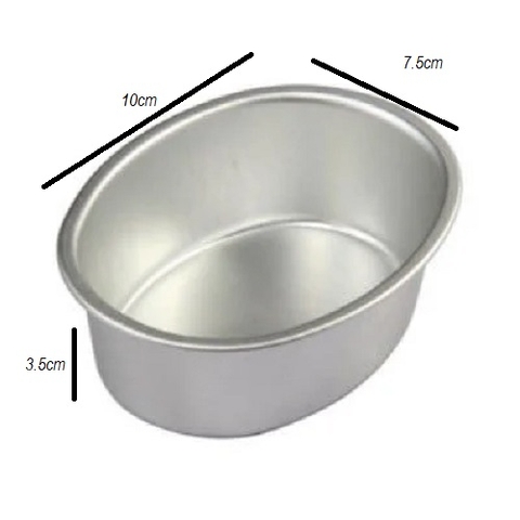Khuôn nhôm oval D03 (Dài: 10cm x Rộng: 7.5cm x Cao: 3.5cm)