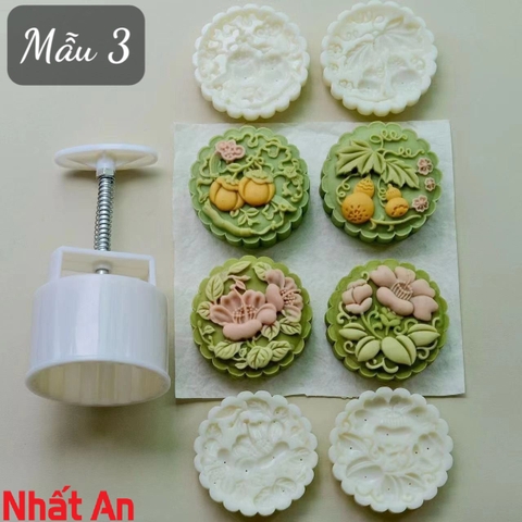 Khuôn Trung Thu lò xo 4 mặt Hồ Lô Hoa có 2 size