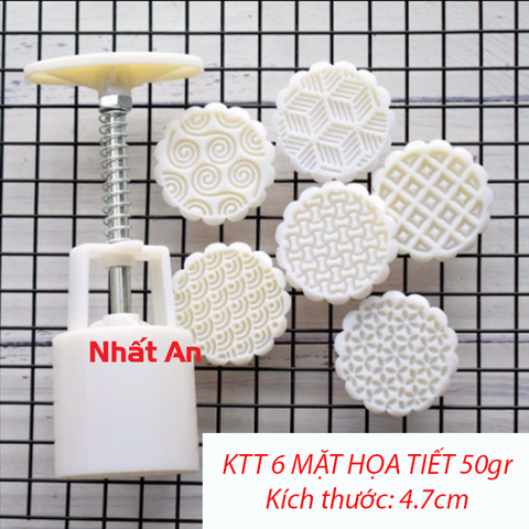 Khuôn trung thu tròn 6 mặt tròn hoa văn 50gr