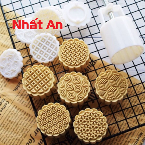 Khuôn trung thu tròn 6 mặt tròn hoa văn 50gr