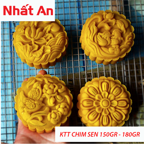 Khuôn trung thu 4 mặt họa tiết chim sen 150 - 200gr