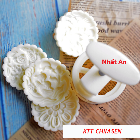 Khuôn trung thu 4 mặt họa tiết chim sen 150 - 200gr