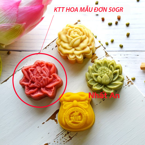 Khuôn trung thu 1 mặt hoa mẫu đơn 50gr