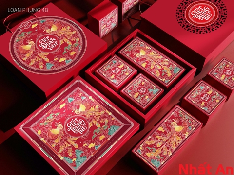 Hộp Trung Thu 4 bánh Loan Phụng 150 - 250gr (còn 1 bộ)