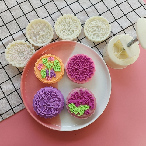 Khuôn Trung Thu 4 mặt chùm nho 200gr - 230gr