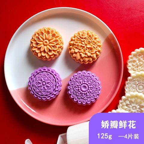 Khuôn Trung Thu 4 mặt Hoa Mỏng Manh 125gr