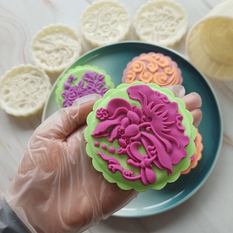 Khuôn Trung Thu 4 mặt Hoa Hồng Mây 200gr - 230gr