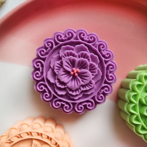 Khuôn Trung Thu 4 mặt cánh đồng hoa 3D 125gr