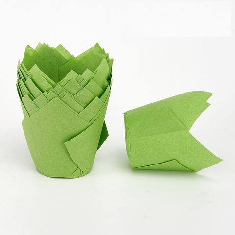 Cup giấy (chén giấy) tulip màu xanh lá 50 cái