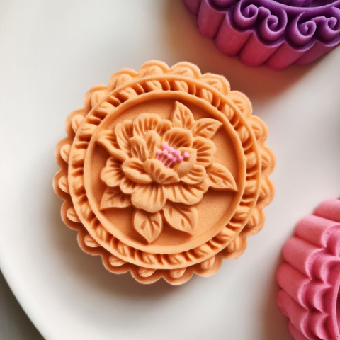 Khuôn Trung Thu 4 mặt cánh đồng hoa 3D 125gr