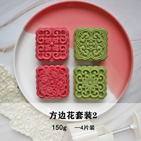 Khuôn trung thu 4 mặt hoa viền 150gr - 180gr