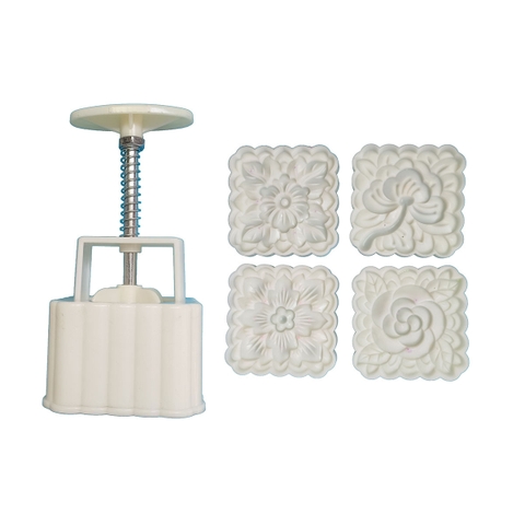 Khuôn trung thu vuông 4 cánh hoa tươi 150gr - 180gr