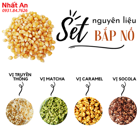 Set nguyên liệu làm bắp rang bơ nhiều vị