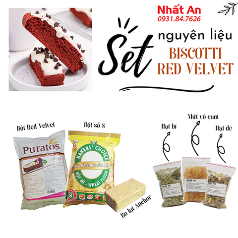 Set nguyên liệu làm bánh Biscotti Red Velvet