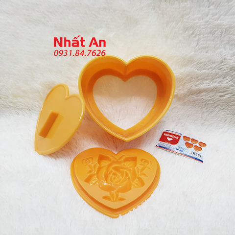 Khuôn nhấn xôi hình trái tim 15cm Vĩnh Trường (Hồng/ Phước/ Lộc/ Thọ/ Hỷ)