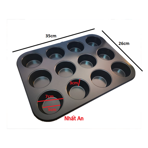 Khuôn cupcake nhôm chống dính 6 bánh/ 12 bánh