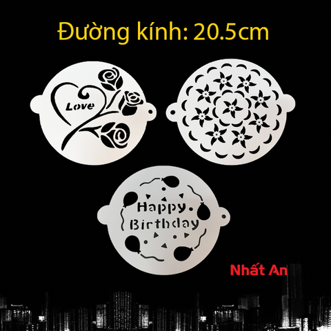 Rắc mặt bánh trang trí đường kính 20.5cm (Set 3 tấm)