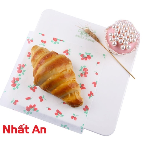 Giấy lót hộp bã mía hình dâu tây / hộp bento - 50 tờ