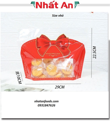 Túi zip nơ đỏ - size nhỏ