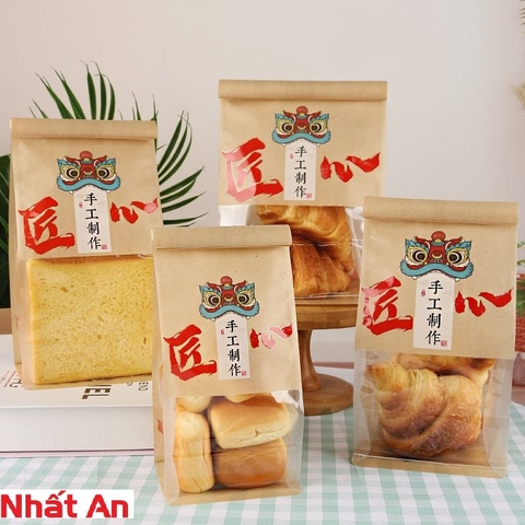 Túi dây gài giấy kraft mặt lân- Size trung