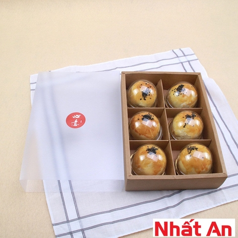 Hộp giấy nâu nắp nhựa mờ 6 ngăn