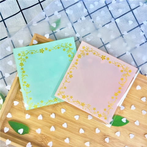 Túi dán đựng bánh trung thu / cookies Viền Hoa 12x12cm - 100 cái