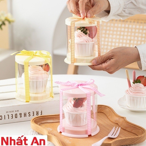 Hộp cupcake mica 1 bánh (Có 2 màu)