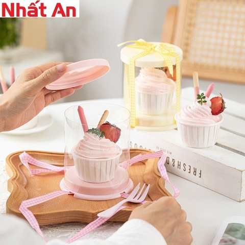 Hộp cupcake mica 1 bánh (Có 2 màu)