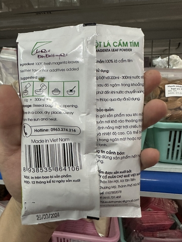 Bột tự nhiên lá cẩm tím Chợ Quê 50gr