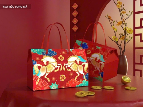 Hộp Tết kẹo mứt trung Song Mã