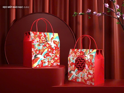 Hộp tết kẹo mứt size lớn Đào Hạc