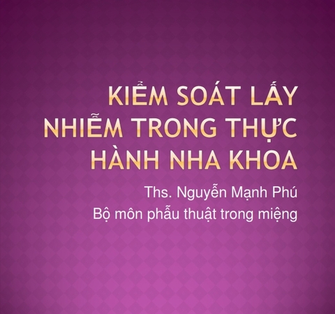 Sách kiểm soát lây nhiễm trong thực hành nha khoa