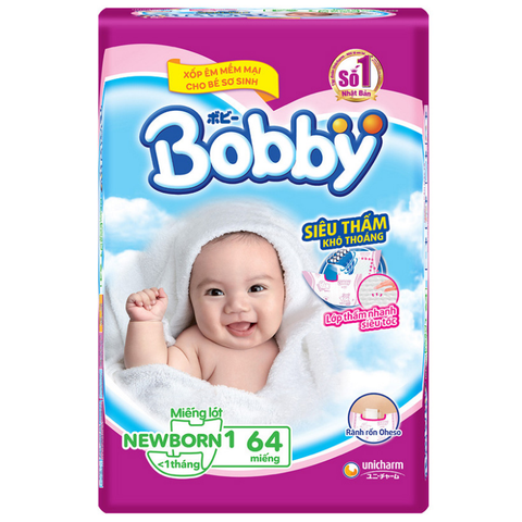 Miếng lót Bobby size Newborn 1 64 miếng (dưới 5kg)