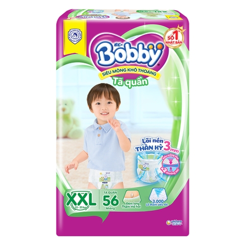 Bỉm tã quần Bobby size XXL 56 miếng (trên 16kg) (sản phẩm được giao với bao bì ngẫu nhiên)