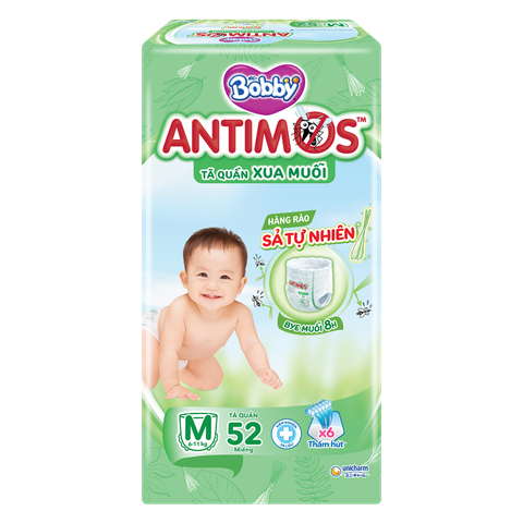 Tã quần Bobby Antimos Xua Muỗi (size M, 52 miếng)