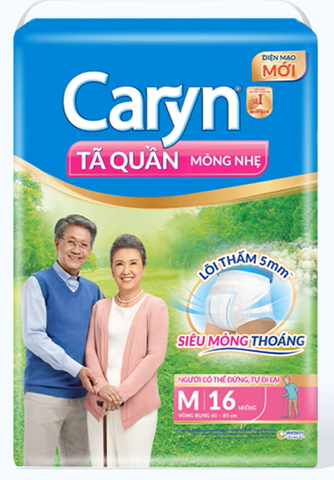 Tã quần năng hoạt Caryn loại mỏng nhẹ size M - 16 miếng