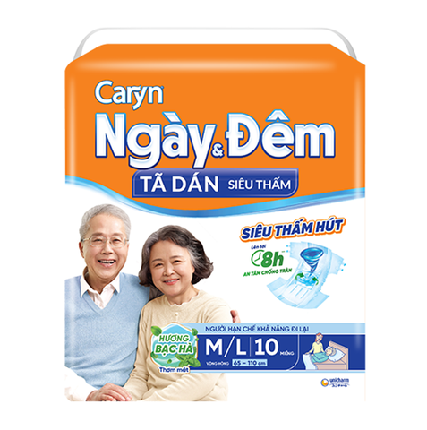 Tã Người Lớn Caryn Ngày và Đêm size M_L gói 10 miếng