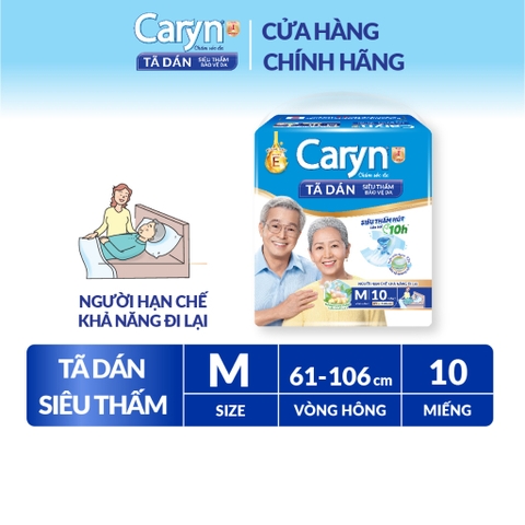 Tã dán Caryn siêu thấm chống trào 4 chiều size M (Gói 10 miếng)