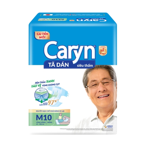 Tã dán Caryn siêu thấm chống trào 4 chiều size M (Gói 10 miếng)