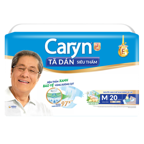 Tã dán Caryn siêu thấm (vòng hông 61 - 106cm) size M 20 miếng