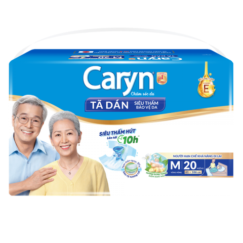 Tã dán Caryn siêu thấm (vòng hông 61 - 106cm) size M 20 miếng
