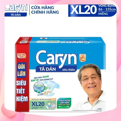 Tã dán Caryn size XL 20 miếng (vòng hông 86- 135cm)