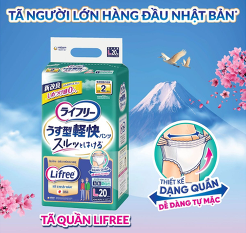 Tã Quần Lifree Mỏng Nhẹ Size M Túi 22 Miếng