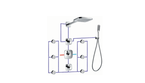 BF 980 800B - Thermostatic Massage Concealed Shower